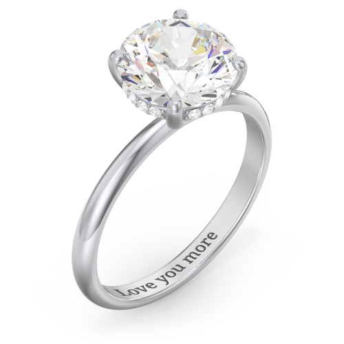3 ct. (9mm) Moissanite Engagement Ring with Hidden Halo – 10K White Gold with Moissanite and Lab Diamond