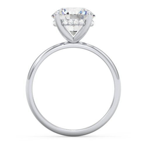 3 ct. (9mm) Moissanite Engagement Ring with Hidden Halo – 10K White Gold with Moissanite and Lab Diamond
