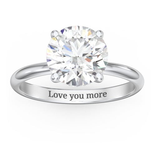 3 ct. (9mm) Moissanite Engagement Ring with Hidden Halo – 10K White Gold with Moissanite and Lab Diamond