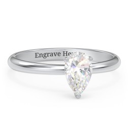 1 ct. (8x5mm) Pear Moissanite Engagement Ring with Hidden Halo