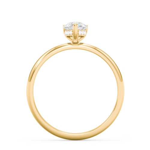 1 ct. (8x5mm) Pear Moissanite Engagement Ring with Hidden Halo – 10K Yellow Gold with Moissanite and Lab Diamond