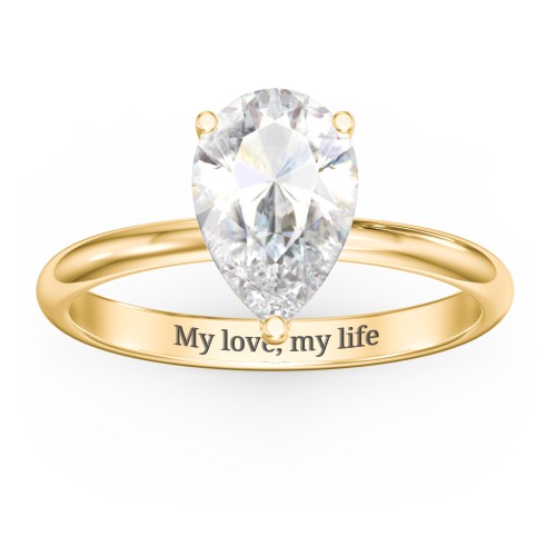 2.5 ct. (10.5x7mm) Pear Moissanite Engagement Ring with Hidden Halo