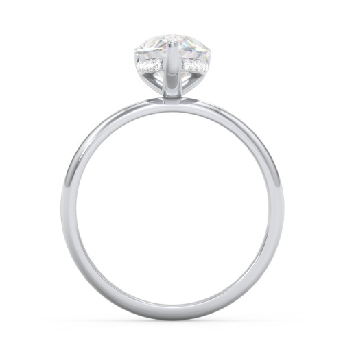 3 ct. (11x7mm) Pear Moissanite Engagement Ring with Hidden Halo – 10K White Gold with Moissanite and Lab Diamond