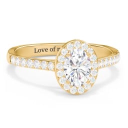 1 ct. (7x5mm) Oval Moissanite Halo Engagement Ring with Side Stones