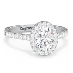 1.5 ct. (8x6mm) Oval Moissanite Halo Engagement Ring with Side Stones