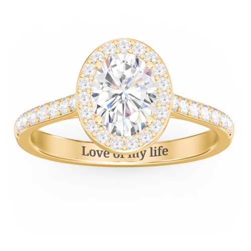 1.5 ct. (8x6mm) Oval Moissanite Halo Engagement Ring with Side Stones