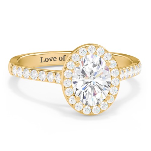 1.5 ct. (8x6mm) Oval Moissanite Halo Engagement Ring with Side Stones