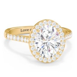 3 ct. (10x8mm) Oval Moissanite Halo Engagement Ring with Side Stones