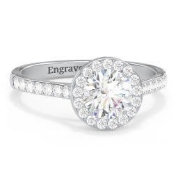 1 ct. (6.5mm) Moissanite Halo Engagement Ring with Side Stones