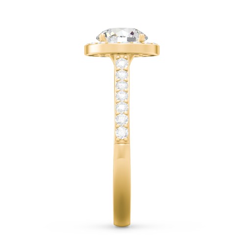 1 ct. (6.5mm) Moissanite Halo Engagement Ring with Side Stones – 10K Yellow Gold with Moissanite and Lab Diamond