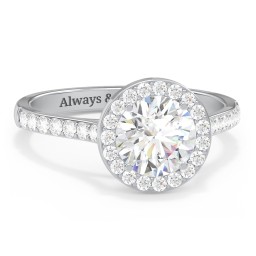 1.5 ct. (7.5mm) Moissanite Halo Engagement Ring with Side Stones