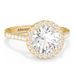 2.5 ct. (8.5mm) Moissanite Halo Engagement Ring with Side Stones in 10K Solid Yellow Gold