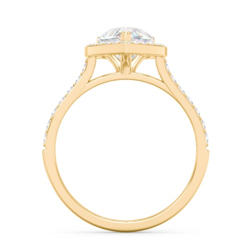 2.5 ct. (10.5x7mm) Pear Moissanite Halo Engagement Ring with Side Stones – 10K Yellow Gold with Moissanite and Lab Diamond