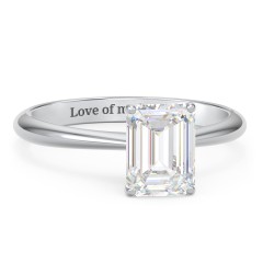 2 ct. (8x6mm) Emerald-Cut Moissanite Engagement Ring with Tapered Knife Edge – 10K White Gold with Moissanite