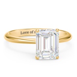 3 ct. (9x7mm) Emerald-Cut Moissanite Engagement Ring with Tapered Knife Edge in 10K Solid Yellow Gold with Moissanite