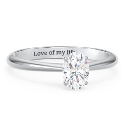 1 ct. (7x5mm) Oval Moissanite Engagement Ring with Tapered Knife Edge