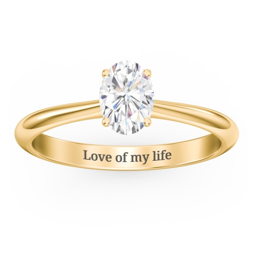 1 ct. (7x5mm) Oval Moissanite Engagement Ring with Tapered Knife Edge