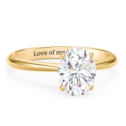 2 ct. (9x7mm) Oval Moissanite Engagement Ring with Tapered Knife Edge in 10K Solid Yellow Gold