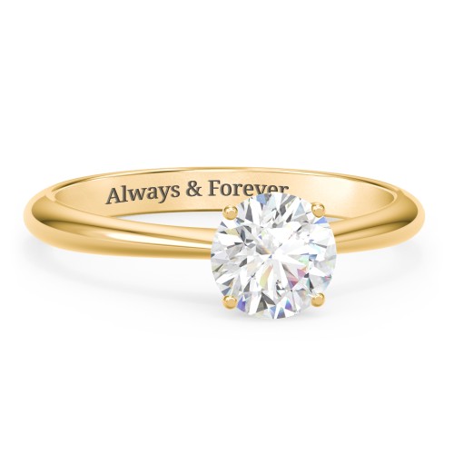 1 ct. (6.5mm) Moissanite Engagement Ring with Tapered Knife Edge – 10K Yellow Gold with Moissanite
