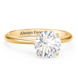 2 ct. (8mm) Moissanite Engagement Ring with Tapered Knife Edge in 10K Solid Yellow Gold with Moissanite