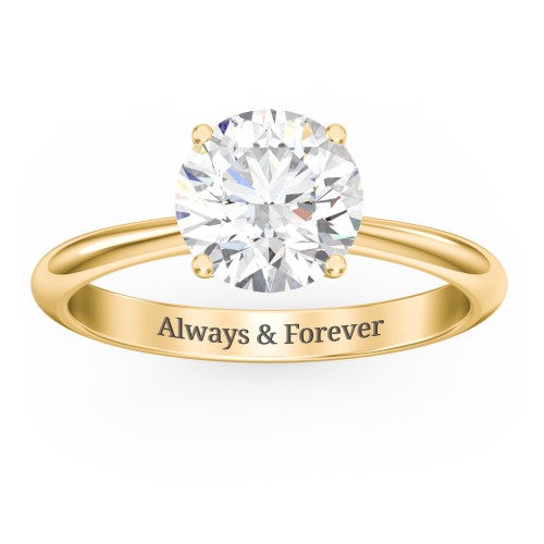 2 ct. (8mm) Moissanite Engagement Ring with Tapered Knife Edge – 10K Yellow Gold with Moissanite