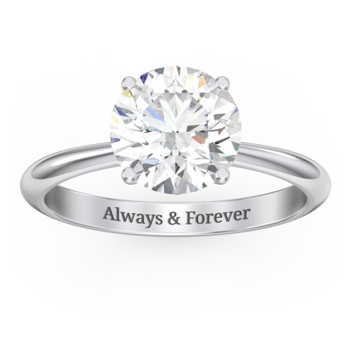 2.5 ct. (8.5mm) Moissanite Engagement Ring with Tapered Knife Edge – 10K White Gold with Moissanite