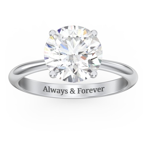 3 ct. (9mm) Moissanite Engagement Ring with Tapered Knife Edge – 10K White Gold with Moissanite