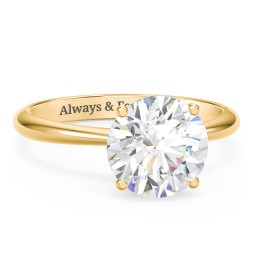 3 ct. (9mm) Moissanite Engagement Ring with Tapered Knife Edge in 10K Solid Yellow Gold