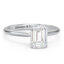 2 ct. (8x6mm) Emerald-Cut Moissanite Engagement Ring with Hidden Halo and Accents