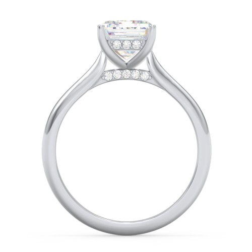 3 ct. (9x7mm) Emerald-Cut Moissanite Engagement Ring with Hidden Halo and Accents – 10K White Gold with Moissanite and Lab Diamond