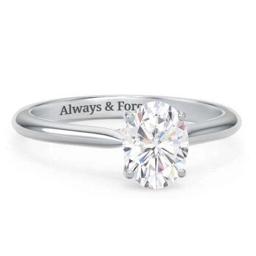 1.5 ct. (8x6mm) Oval Moissanite Engagement Ring with Hidden Halo and Accents