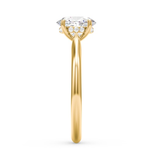 1.5 ct. (8x6mm) Oval Moissanite Engagement Ring with Hidden Halo and Accents – 10K Yellow Gold with Moissanite and Lab Diamond