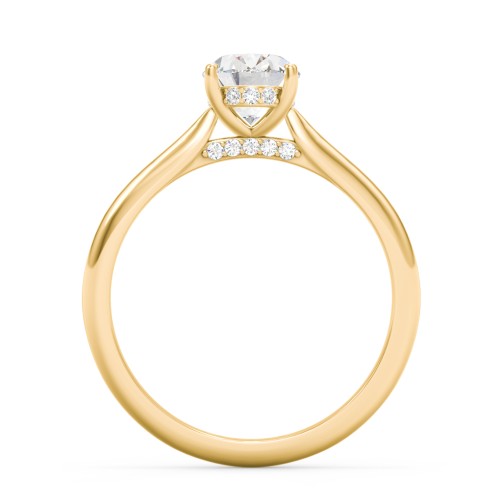 1.5 ct. (8x6mm) Oval Moissanite Engagement Ring with Hidden Halo and Accents – 10K Yellow Gold with Moissanite and Lab Diamond
