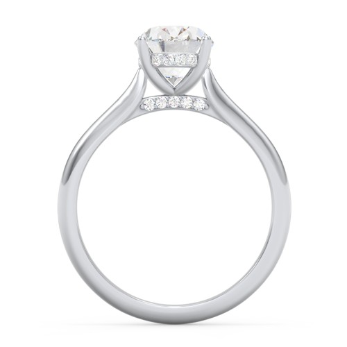 2 ct. (9x7mm) Oval Moissanite Engagement Ring with Hidden Halo and Accents – 10K White Gold with Moissanite and Lab Diamond