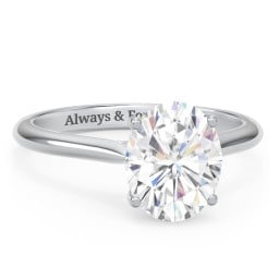 3 ct. (10x8mm) Oval Moissanite Engagement Ring with Hidden Halo and Accents