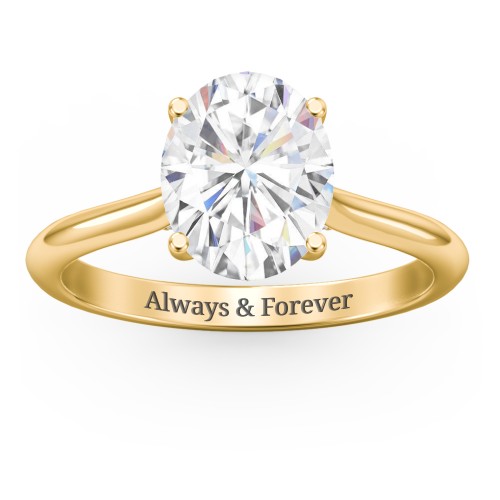 3 ct. (10x8mm) Oval Moissanite Engagement Ring with Hidden Halo and Accents