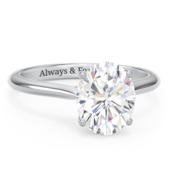 3 ct. (10x8mm) Oval Moissanite Engagement Ring with Hidden Halo and Accents – 10K White Gold with Moissanite and Lab Diamond