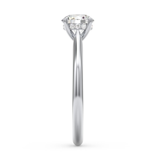 1 ct. (6.5mm) Moissanite Engagement Ring with Hidden Halo and Accents – 10K White Gold with Moissanite and Lab Diamond