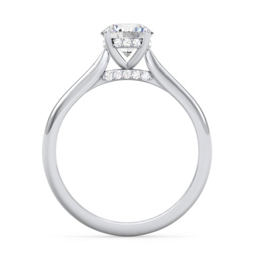 1 ct. (6.5mm) Moissanite Engagement Ring with Hidden Halo and Accents – 10K White Gold with Moissanite and Lab Diamond