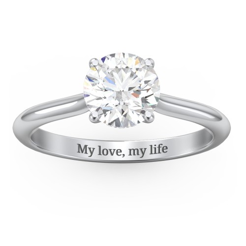 1.5 ct. (7.5mm) Moissanite Engagement Ring with Hidden Halo and Accents – 10K White Gold with Moissanite and Lab Diamond