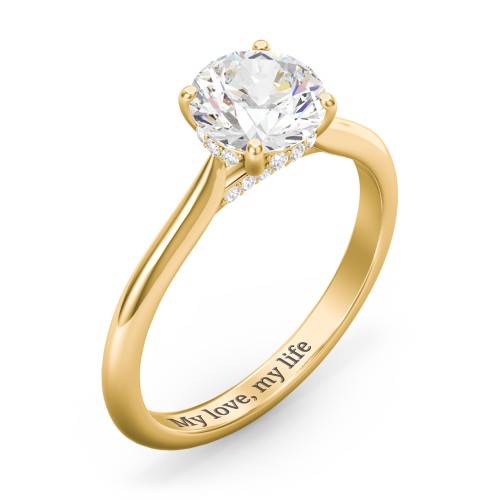 1.5 ct. (7.5mm) Moissanite Engagement Ring with Hidden Halo and Accents – 10K Yellow Gold with Moissanite and Lab Diamond