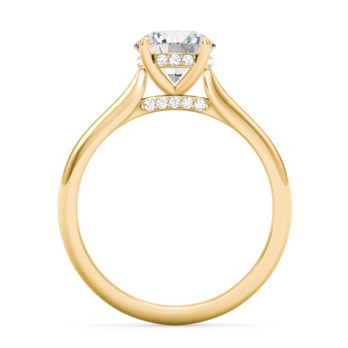 1.5 ct. (7.5mm) Moissanite Engagement Ring with Hidden Halo and Accents – 10K Yellow Gold with Moissanite and Lab Diamond