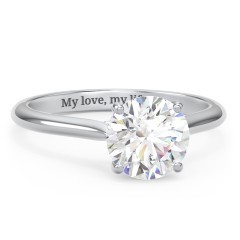2 ct. (8mm) Moissanite Engagement Ring with Hidden Halo and Accents – 10K White Gold with Moissanite and Lab Diamond