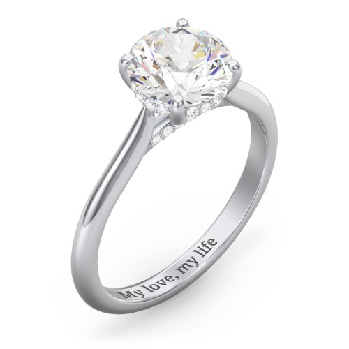 2 ct. (8mm) Moissanite Engagement Ring with Hidden Halo and Accents – 10K White Gold with Moissanite and Lab Diamond