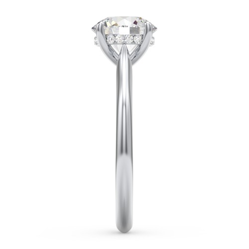 2 ct. (8mm) Moissanite Engagement Ring with Hidden Halo and Accents – 10K White Gold with Moissanite and Lab Diamond