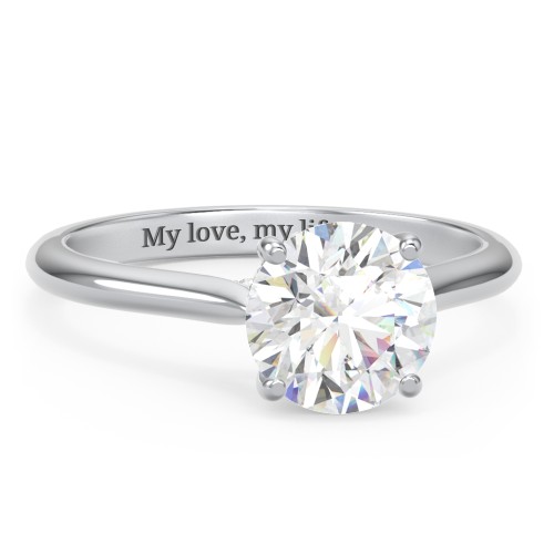 2 ct. (8mm) Moissanite Engagement Ring with Hidden Halo and Accents – 10K White Gold with Moissanite and Lab Diamond