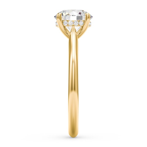 2 ct. (8mm) Moissanite Engagement Ring with Hidden Halo and Accents – 10K Yellow Gold with Moissanite and Lab Diamond