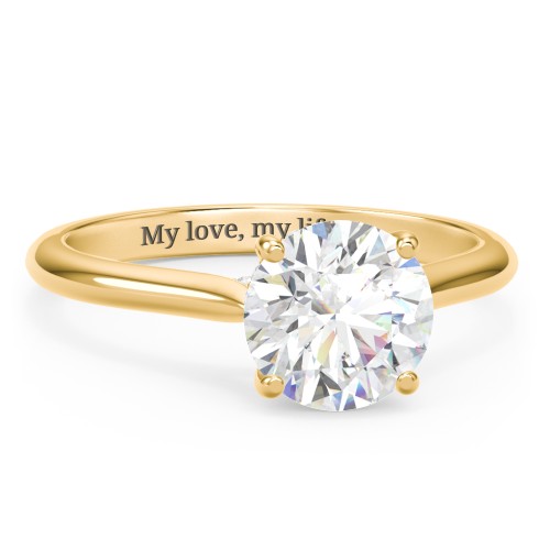 2 ct. (8mm) Moissanite Engagement Ring with Hidden Halo and Accents – 10K Yellow Gold with Moissanite and Lab Diamond