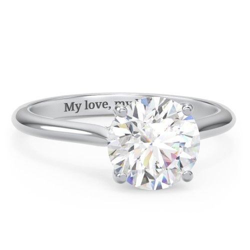 2.5 ct. (8.5mm) Moissanite Engagement Ring with Hidden Halo and Accents – 10K White Gold with Moissanite and Lab Diamond