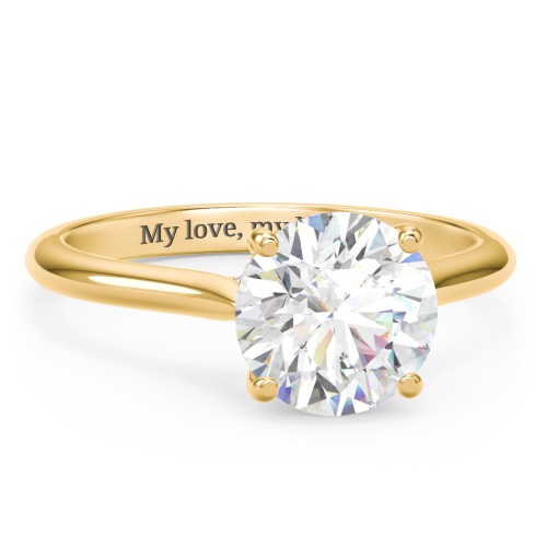2.5 ct. (8.5mm) Moissanite Engagement Ring with Hidden Halo and Accents – 10K Yellow Gold with Moissanite and Lab Diamond